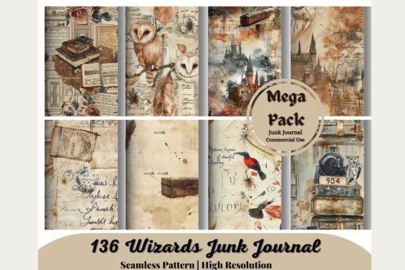 136 Wizards Junk Journal Graphic AI Graphics By 99CentsCrafts