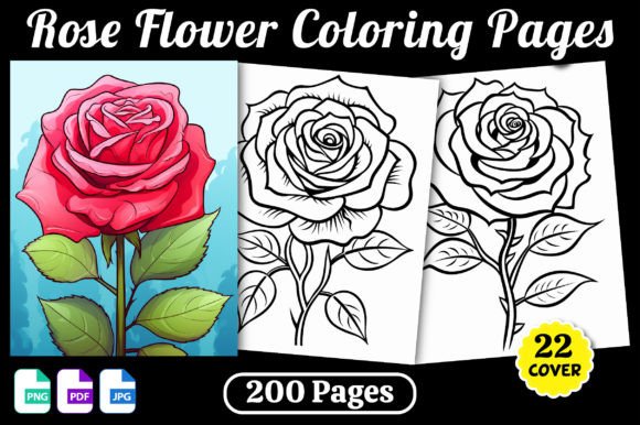 200 Rose Flower Coloring Pages for Adult Grafika Kolorowanki i książki dla dorosłych Przez Panda Art