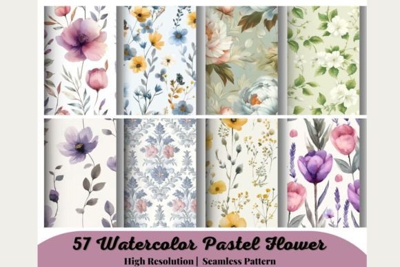 57 Watercolor Pastel Flower Graphic AI Graphics By 99CentsCrafts
