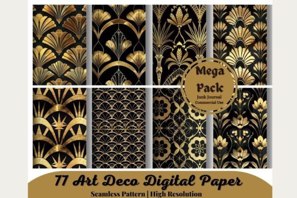77 Art Deco Digital Paper Graphic AI Graphics By 99CentsCrafts