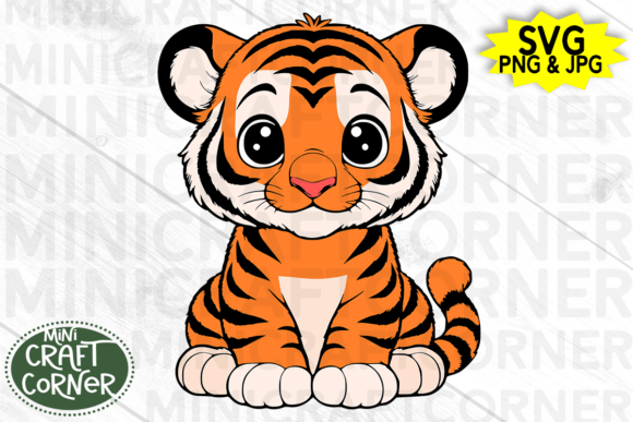 Baby Tiger Sitting Layered Cut File Afbeelding Afdrukbare Illustraties Door Mini Craft Corner