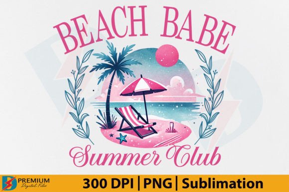 Beach Babe PNG Trendy Retro Summer Beach Graphic T-shirt Designs By Premium Digital Files