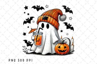 Cute Ghost Coffee Pumpkin Halloween PNG Graphic Illustrations By Flora Co Studio 1