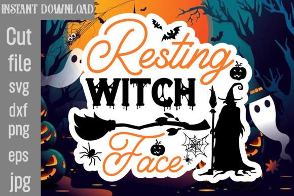 Resting Witch Face SVG Cut File Afbeelding Afdruk Sjablonen Door SimaCrafts
