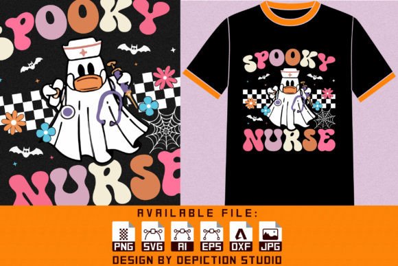 Spooky Nurse Halloween T-Shirt Afbeelding T-shirt Designs Door ABDULLAH AL MAMUN