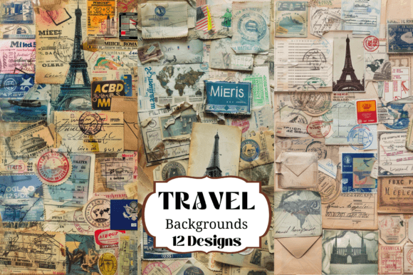 Vintage Travel Junk Journal Backgrounds Gráfico Fondos Por Laura Beth Love