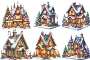 Watercolor Christmas House Clipart Graphic Illustrations By craftvillage 3