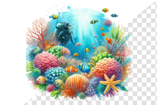 Watercolor OceanVista Coral World Graphic Illustrations By Design Store