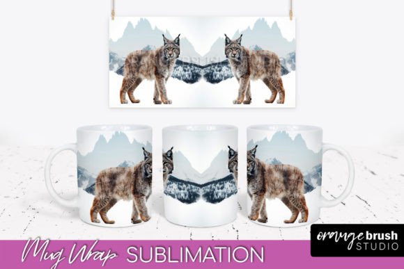 Wild Animals Mountain Mug Wrap Design Graphic Crafts By Orange Brush Studio