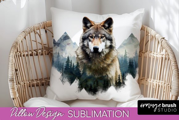 Wild Animals Mountain Pillow Cover PNG Illustration Artisanat Par Orange Brush Studio