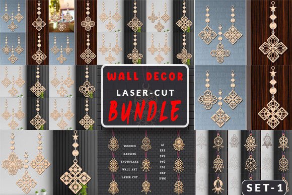 Laser Cut Wooden Hanging Wall Art Bundle Graphic 3D SVG By Art Hub