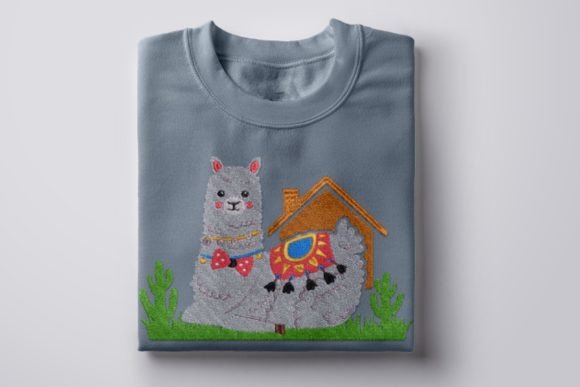 Alpaca and House Farm Animals Embroidery Design By Memo Design