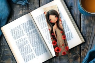 Bookmark Poppy Poppies Flower Girls PNG Gráfico Modelos de Impressão Por Sany O. 4