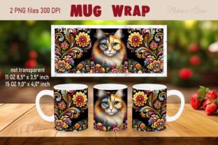 Cat Flowers Mug Wrap 11oz and 15oz Illustration Artisanat Par Helene's store 2