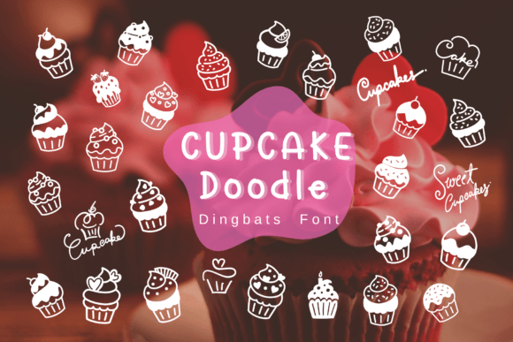 Cupcake Doodle Dingbats-Schriftarten Schriftart Von Pui Art