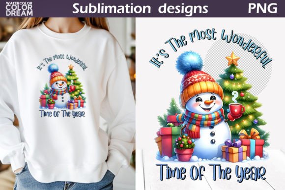 Cute Snowman Sublimation Design Gráfico Diseños de Camisetas Por WatercolorColorDream