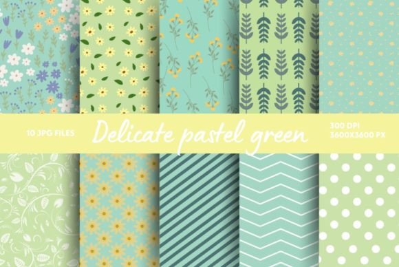 Delicate Pastel Green Graphic Backgrounds By All_Design98