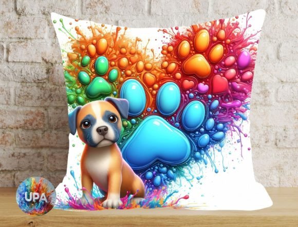 Dog Paw Prints of Love Pillow Case Graphic AI Graphics By Upalala Desing
