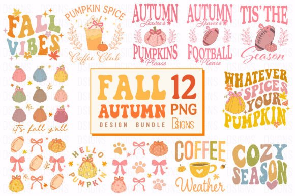 Fall Pumpkin Autumn Bundle Sublimation Gráfico Diseños de Camisetas Por DSIGNS