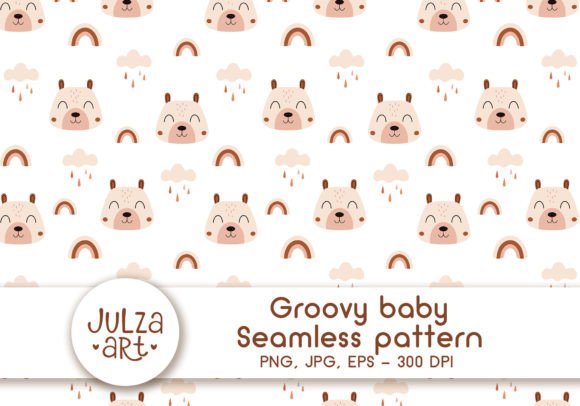 Groovy Baby Seamless Pattern Grafik Papier-Muster Von JulzaArt