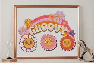 Groovy Rainbow Flower Boho Embroidery Design By wick john 1