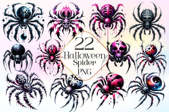 Halloween Clipart, Spider Clipart PNG Grafik Druckbare Illustrationen Von LiustoreCraft