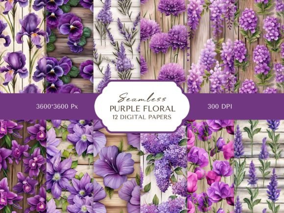 Seamless Purple Floral Digital Paper Graphic Patterns By Tumblera