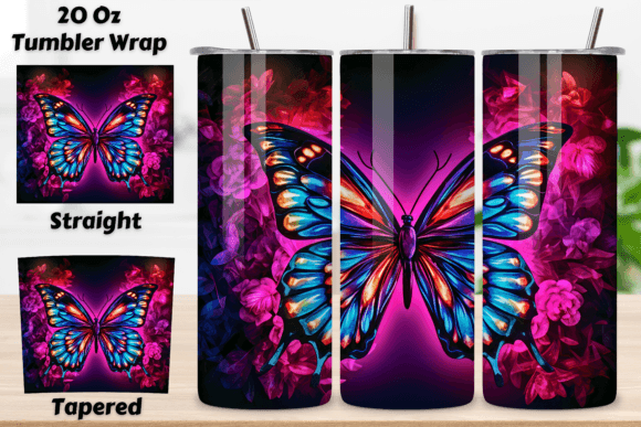 Tumbler Wrap 3d Butterfly Neon Butterfly Graphic Crafts By Florid Printables