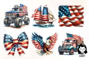 Vintage 4th of July Sublimation Clipart Graphic Illustrations By Cat Lady 2