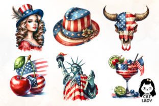 Vintage 4th of July Sublimation Clipart Graphic Illustrations By Cat Lady 3