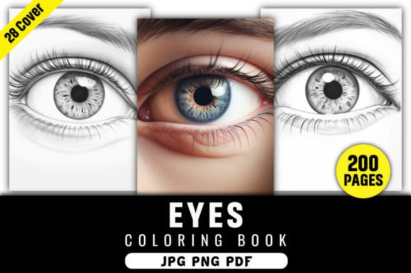 200 Realistic Eyes Coloring Pages Kdp Gráfico Páginas y libros de colorear para adultos Por KIDS ZONE