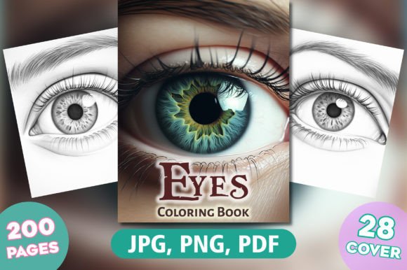 200 Realistic Eyes Coloring Pages Kdp Graphic Coloring Pages & Books Adults By FuN ArT