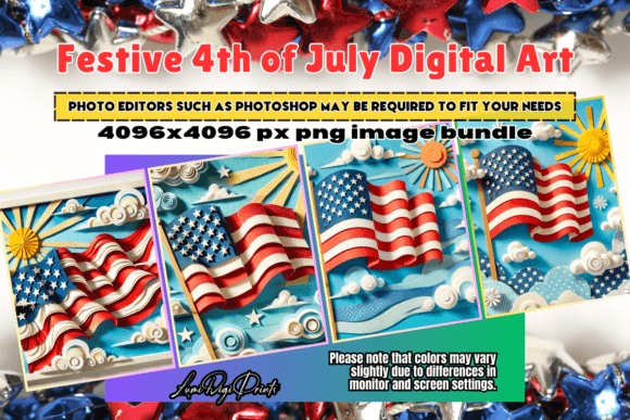 3D Fourth of July PNG Image Bundle Graphic AI Graphics By LumiDigiPrints