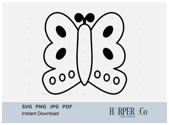 BUTTERFLY OUTLINE 18 SVG PNG Cut EPS Gráfico Manualidades Por HarperNCo