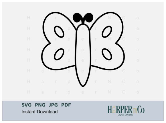 BUTTERFLY OUTLINE 23 SVG PNG Cut EPS Gráfico Manualidades Por HarperNCo