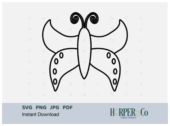 BUTTERFLY OUTLINE 24 SVG PNG Cut EPS Gráfico Manualidades Por HarperNCo