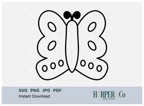 BUTTERFLY OUTLINE SVG 17 PNG Cut EPS Gráfico Manualidades Por HarperNCo