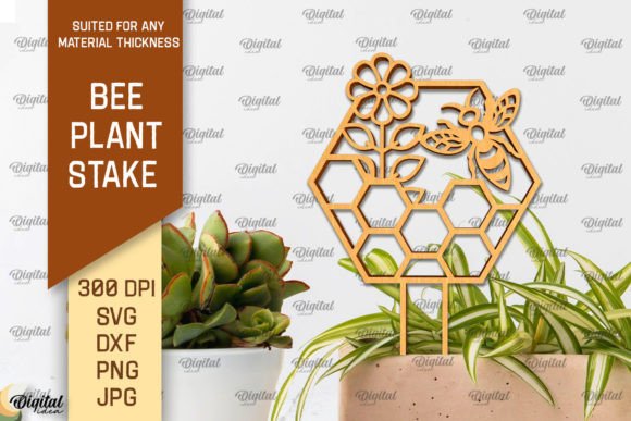 Bee Plant Stake LaserCut. Bee Design SVG Graphic 3D SVG By Digital Idea