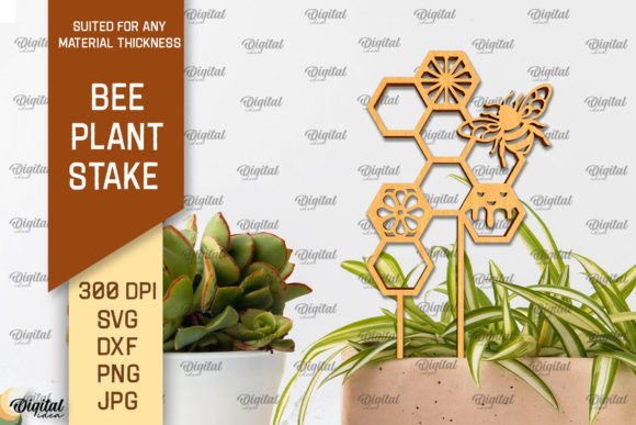 Bee Plant Stake LaserCut. Bee Design SVG Graphic 3D SVG By Digital Idea
