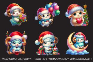 Cute Christmas Sheep Sublimation Clipart Graphic Illustrations By RobertsArt 4