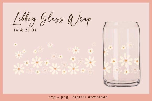 Daisy Flower Libbey Glass Wrap. Cute SVG Graphic Crafts By mookamook