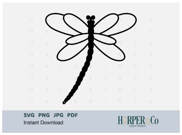 Dragonfly OUTLINE 2 SVG PNG Cut EPS File Gráfico Manualidades Por HarperNCo