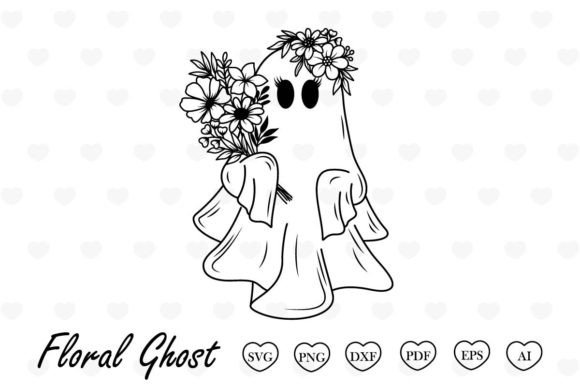 Floral Ghost Svg, Halloween Svg Graphic Print Templates By Tadashop Design