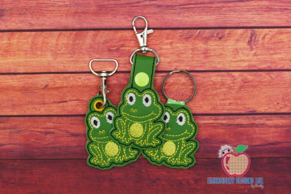 Frog Zipper ITH Keyfob Design Reptiles Embroidery Design By embroiderydesigns101