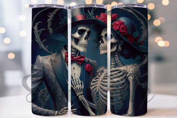 Funny Skeleton Couple Halloween Tumbler Graphic Crafts By SevenFive