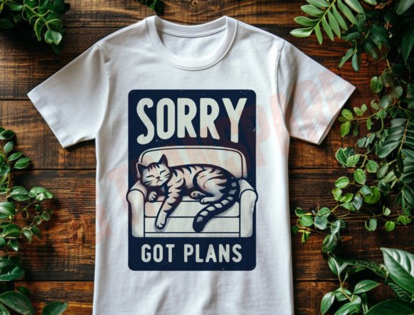 Sorry Got Plans Funny Cat, Png, Vintage Graphic T-shirt Designs By DeeNaenon