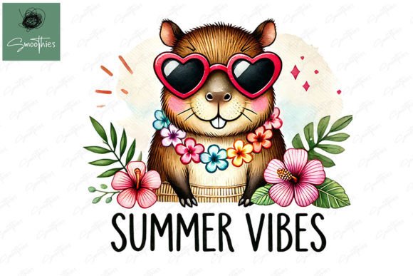 Summer Vibes Capybara Graphic Print Templates By Smoothies.art