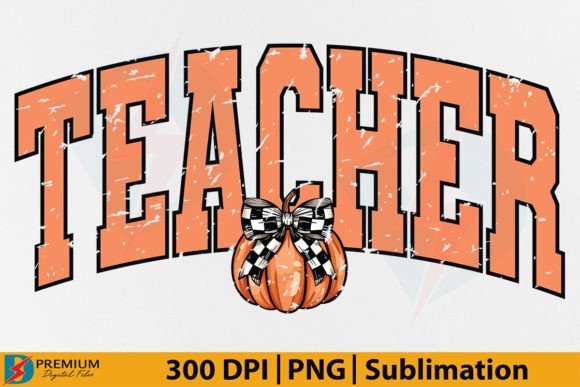Teacher Pumpkin, Coquette Halloween Fall Illustration Designs de T-shirts Par Premium Digital Files
