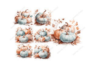 Teal and Rose Gold Pumpkin Clipart Gráfico Ilustraciones Imprimibles Por Igraphic Studio 3