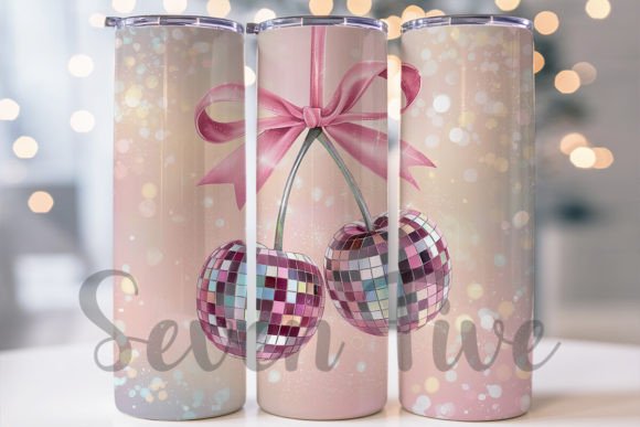 Trendy Disco Ball Cherries Tumbler Wrap Graphic Crafts By SevenFive